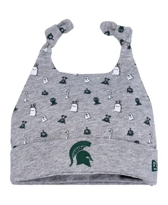 Newborn and Infant Boys and Girls New Era Heather Gray Michigan State Spartans Critter Cuffed Knit Hat