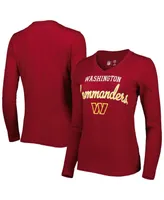 Women's G-iii 4Her by Carl Banks Burgundy Washington Commanders Post Season Long Sleeve V-Neck T-shirt