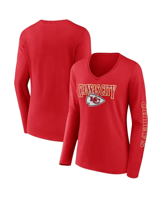 Women's Fanatics Branded Red/White Kansas City Chiefs Ombre Long Sleeve T-Shirt Size: Medium