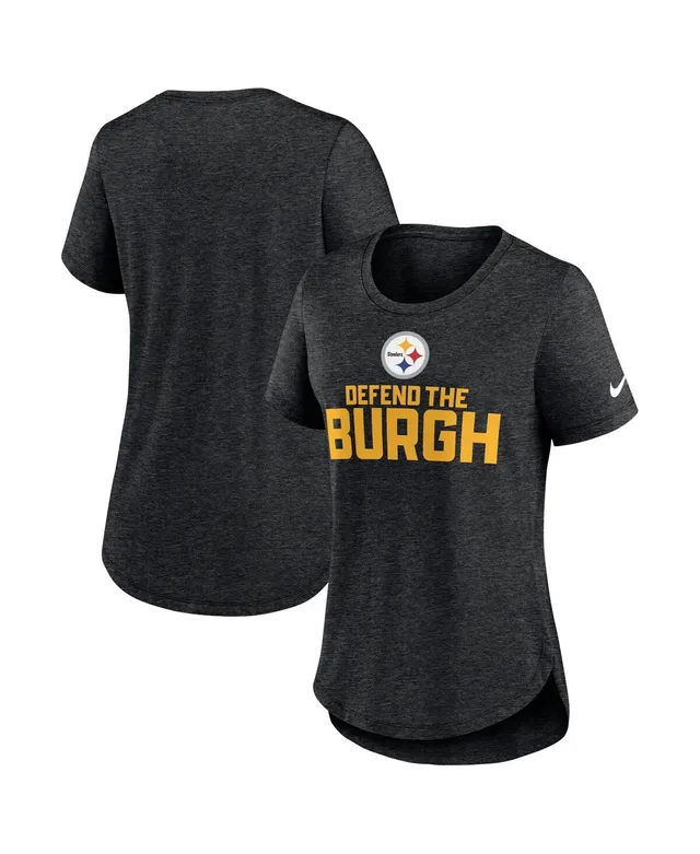 Nike White,heather Black Pittsburgh Steelers Back Cutout Raglan T-shirt