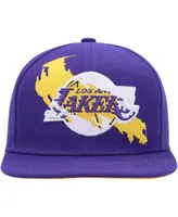 Men's Mitchell & Ness Purple Los Angeles Lakers Paint By Numbers Snapback Hat