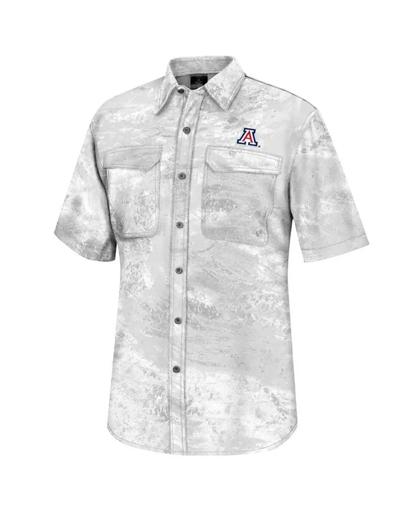 Men's Colosseum White Arizona Wildcats Realtree Aspect Charter Full-Button Fishing Shirt