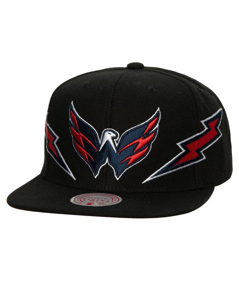 Men's Mitchell & Ness Black Washington Capitals Double Trouble Lightning Snapback Hat