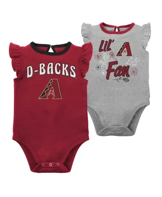 Girls Newborn and Infant Red, Heather Gray Arizona Diamondbacks Little Fan Two-Pack Bodysuit Set