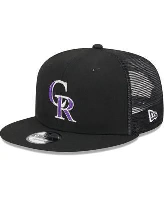 Men's New Era Black Colorado Rockies Team Color Trucker 9FIFTY Snapback Hat