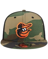 Men's New Era Camo Baltimore Orioles Woodland Camo Trucker 9FIFTY Snapback Hat