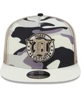 Men's New Era White Detroit Tigers Chrome Camo A-Frame 9FIFTY Trucker Snapback Hat