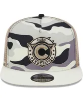 Men's New Era White Chicago Cubs Chrome Camo A-Frame 9FIFTY Trucker Snapback Hat