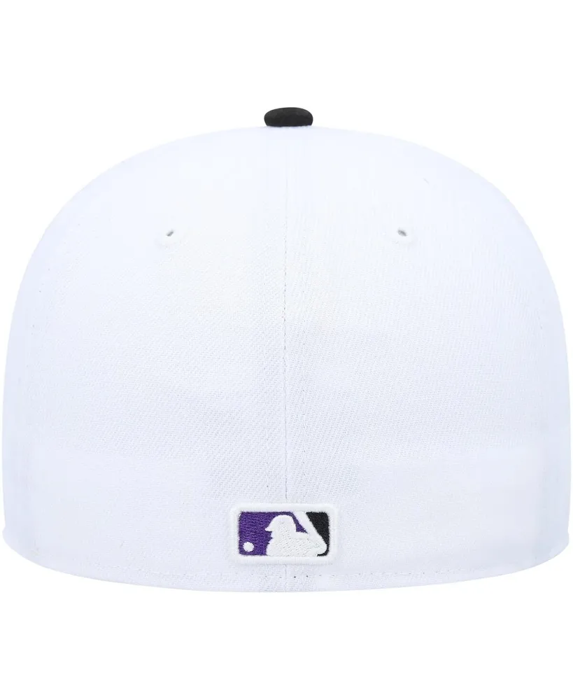 Men's New Era White, Black Colorado Rockies Optic 59FIFTY Fitted Hat