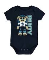 Newborn and Infant Boys Girls Deep Sea Blue Seattle Kraken Mascot Cheer Bodysuit