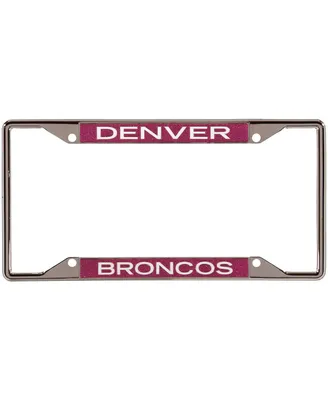 Denver Broncos Pink Glitter License Plate Frame with White Lettering