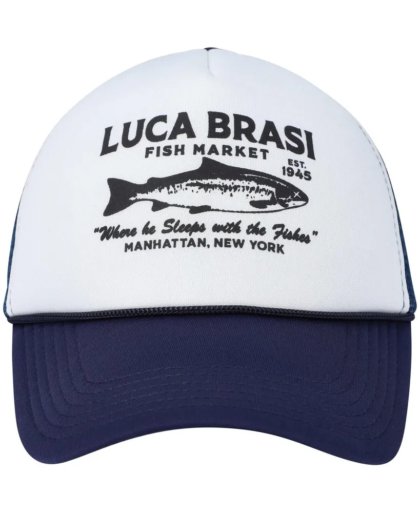 Men's and Women's Contenders Clothing White, Navy The Godfather Luca Brasi Fish Market Snapback Hat