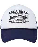 Men's and Women's Contenders Clothing White, Navy The Godfather Luca Brasi Fish Market Snapback Hat