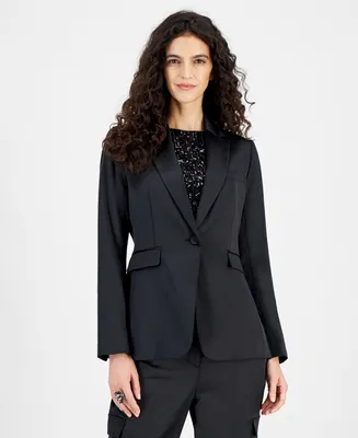 Bar Iii Women's Button-Front Long-Sleeve Satin Blazer, Created for Macy's