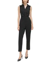 Calvin Klein Petite Elastic-Back Cropped Mid-Rise Pants