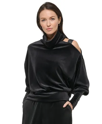 Dkny Women's Cutout-Shoulder Turtleneck Long-Sleeve Top