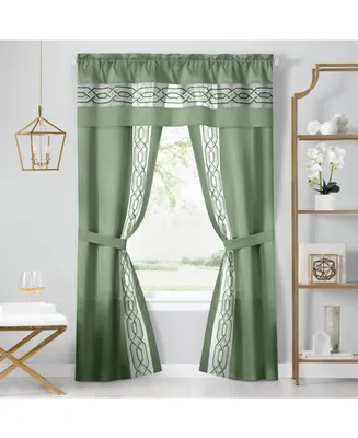 Kate Aurora Pacifico 5 Piece Rod Pocket All One Attached Semi Sheer Window Curtain Panels & Valance Set - 63 in. Long Silver