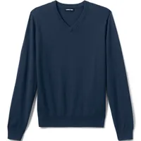 Lands' End Men's School Uniform Cotton Modal Fine Gauge V-neck Sweater