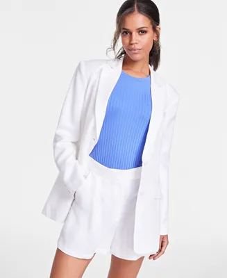 Bar Iii Women's Linen Blend Two-Button Blazer, Created for Macy's