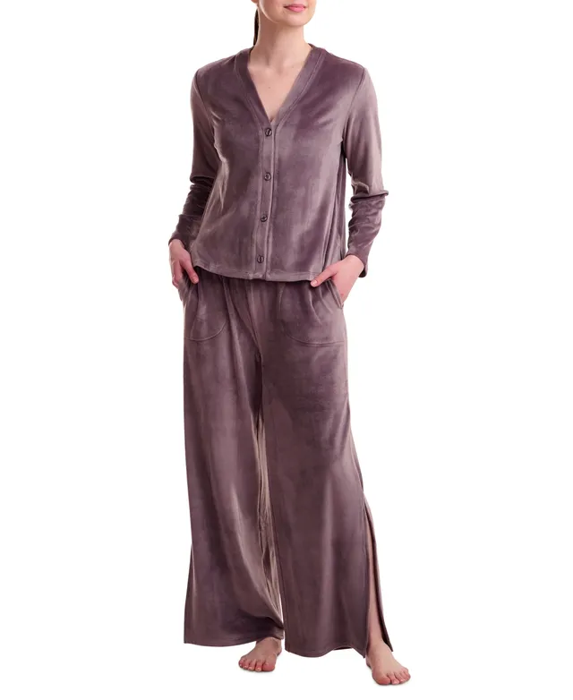 Ambrielle Womens Long Sleeve 2-pc. Velvet Pajama Set