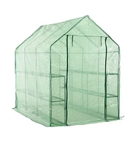 vidaXL Walk-in Greenhouse with 12 Shelves Steel 56.3"x84.5"x77.2"