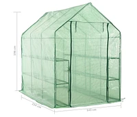 vidaXL Walk-in Greenhouse with 12 Shelves Steel 56.3"x84.5"x77.2"