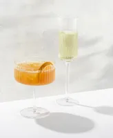JoyJolt Elle Ribbed Stemmed Champagne Glass 2 Piece Set