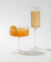 JoyJolt Elle Ribbed Stemmed Champagne Glass 2 Piece Set