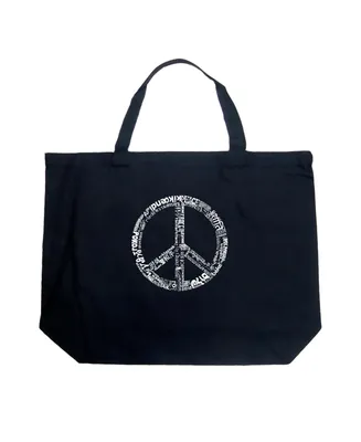 Peace In 77 Languages - Large Word Art Tote Bag
