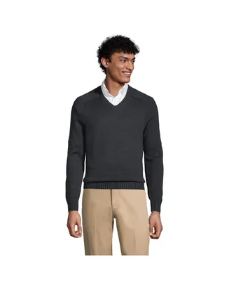 Lands' End Men's School Uniform Cotton Modal V-neck Sweater