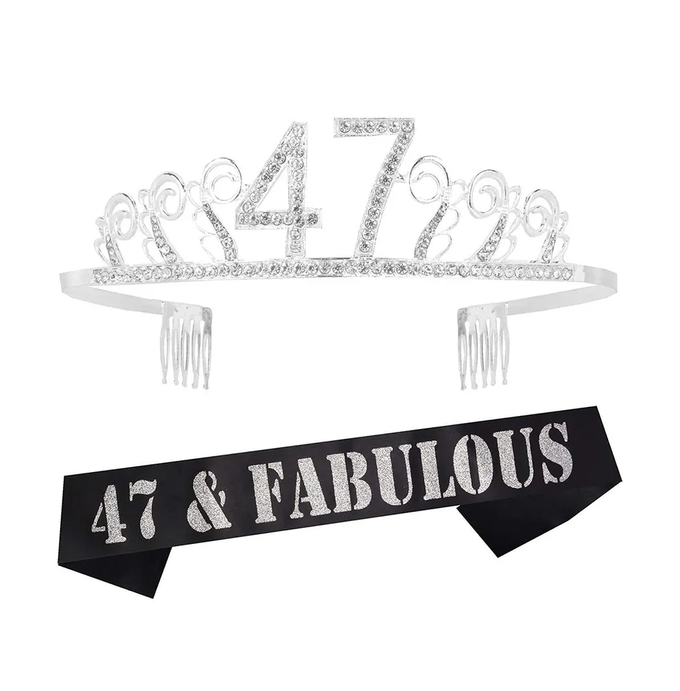 47th Birthday Sash and Tiara Set for Women