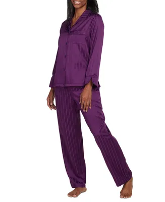 Miss Elaine Women's 2-Pc. Striped Notched-Collar Pajamas Set