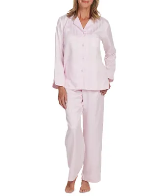 Miss Elaine Women's 2-Pc. Striped Notched-Collar Pajamas Set