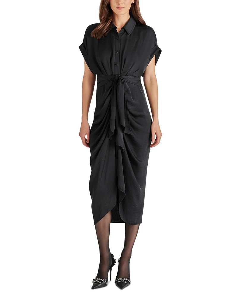 Steve Madden Women's Tori Tie-Front Midi Shirtdress