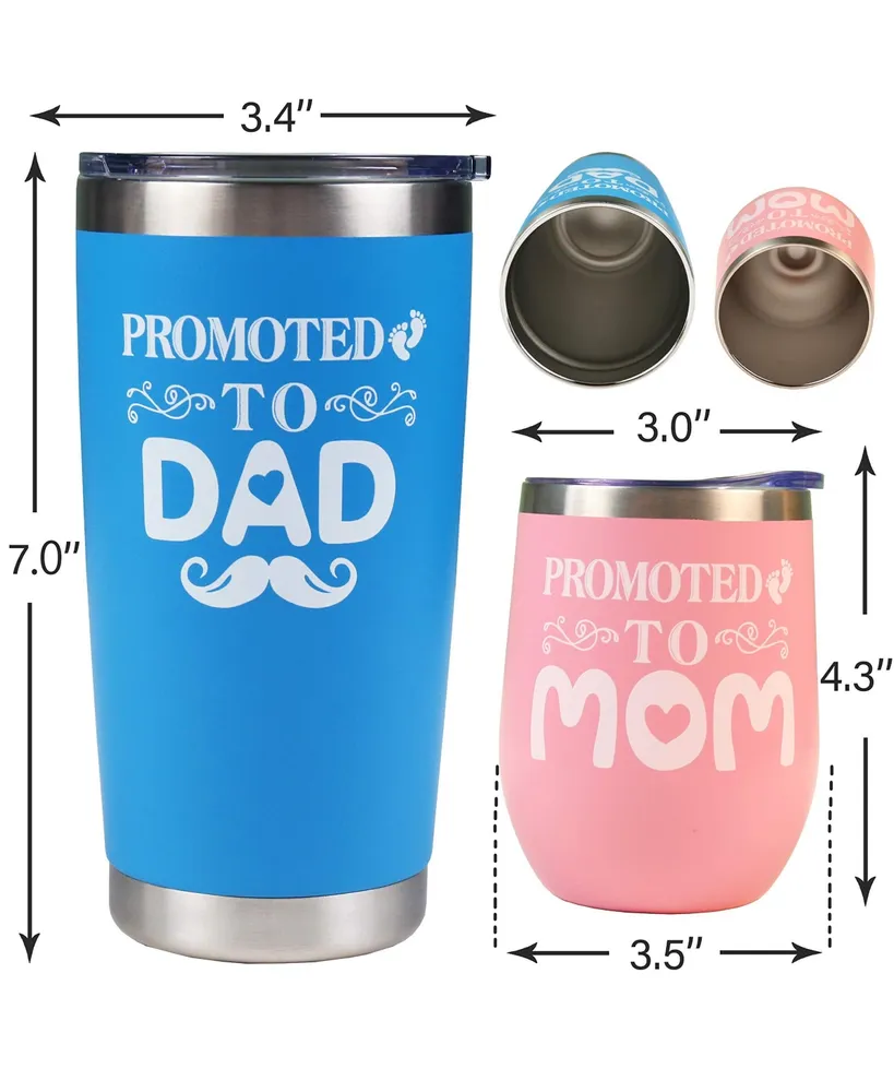 New Parents Gifts for Couples - Promoted to Mom and Dad Tumblers - Perfect Christmas Present for New Moms and Dads