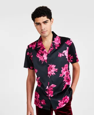 I.n.c. International Concepts Men's Bouquet Short Sleeve Button-Front Camp Shirt, Created for Macy's
