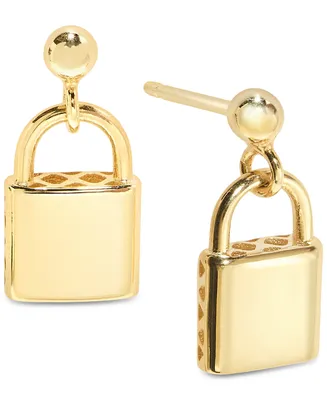 Padlock Inspired Polished Drop Earrings in 10k Gold