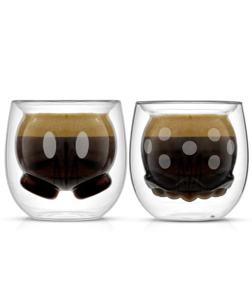 JoyJolt Disney Mickey Pants Minnie Skirt Double Wall Espresso Glasses - Set of 2