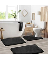 Clara Clark 3 Piece Ultra Soft Non-Slip Plush Memory Foam Bath Rug Set - Small, Large & Contour