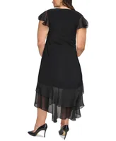 Tommy Hilfiger Plus Flutter-Sleeve A-Line Dress