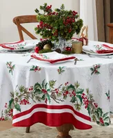 Elrene Perfect Holly Double Border Tablecloth