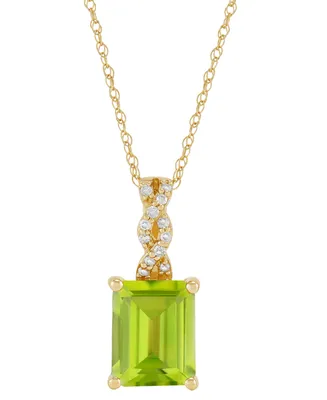 Peridot (2-1/5 ct. t.w.) & Diamond (1/20 ct. t.w.) Emerald-Cut 18" Pendant Necklace in 14k Gold