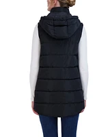 Sebby Collection Women's Long Puffer Vest with Detachable Hood