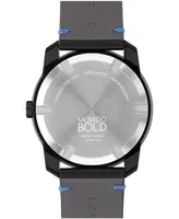 Movado Men's Bold Tr90 Swiss Quartz Black Leather Watch 42mm