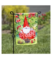 Evergreen Geranium Gnome Garden Suede Flag 12.5 x 18 Inches Indoor Outdoor Decor