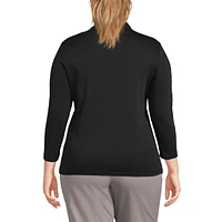 Lands' End Plus Supima Cotton 3/4 Sleeve Polo Shirt