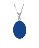 Bling Jewelry Classic Blue White Carved Oval Simple Framed Victorian Lady Portrait Mother and Child Cameo Pendant Necklace For Women Wife Sterling Sil
