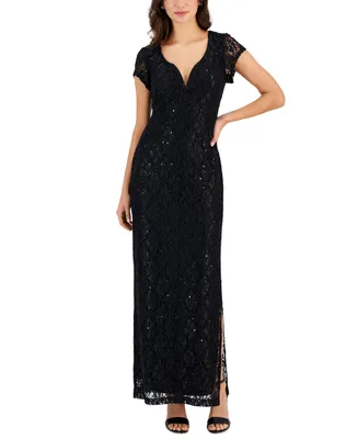 Connected Women's Sequined-Lace Maxi Dress