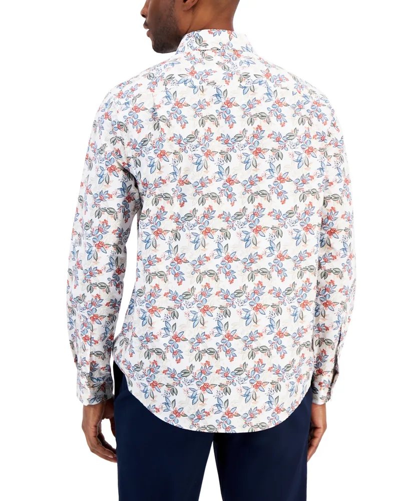 Club Room Men's Lance Regular-Fit Stretch Floral-Print Button-Down Shirt, Created for Macy's