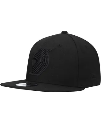 Men's New Era Portland Trail Blazers Black On Black 9FIFTY Snapback Hat